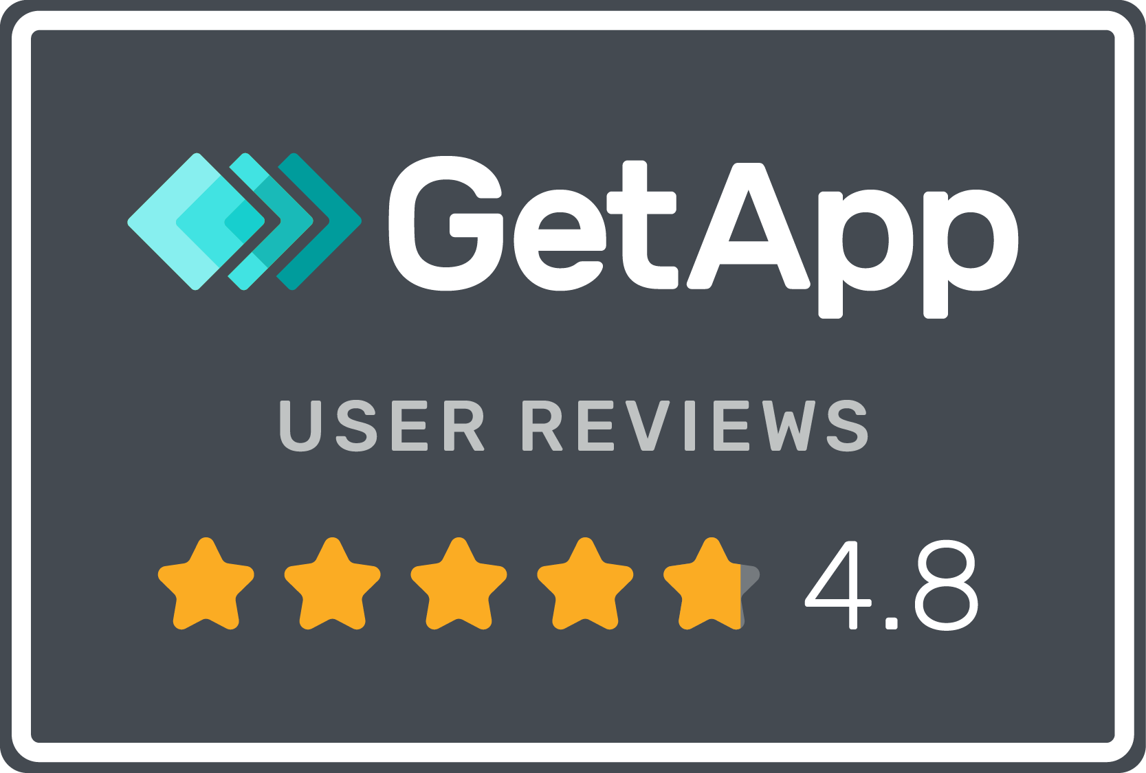 GetApp user reviews, 4.8 rating